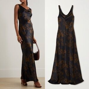 Reformation Annabelle Silk Long Dress - Night Garden